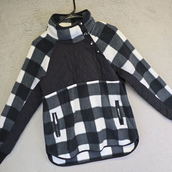 Abercrombie Fitch Jacket Womens S Mock Quilted Asymmetrical Snap Fleece Pullover - Picture 1 of 14